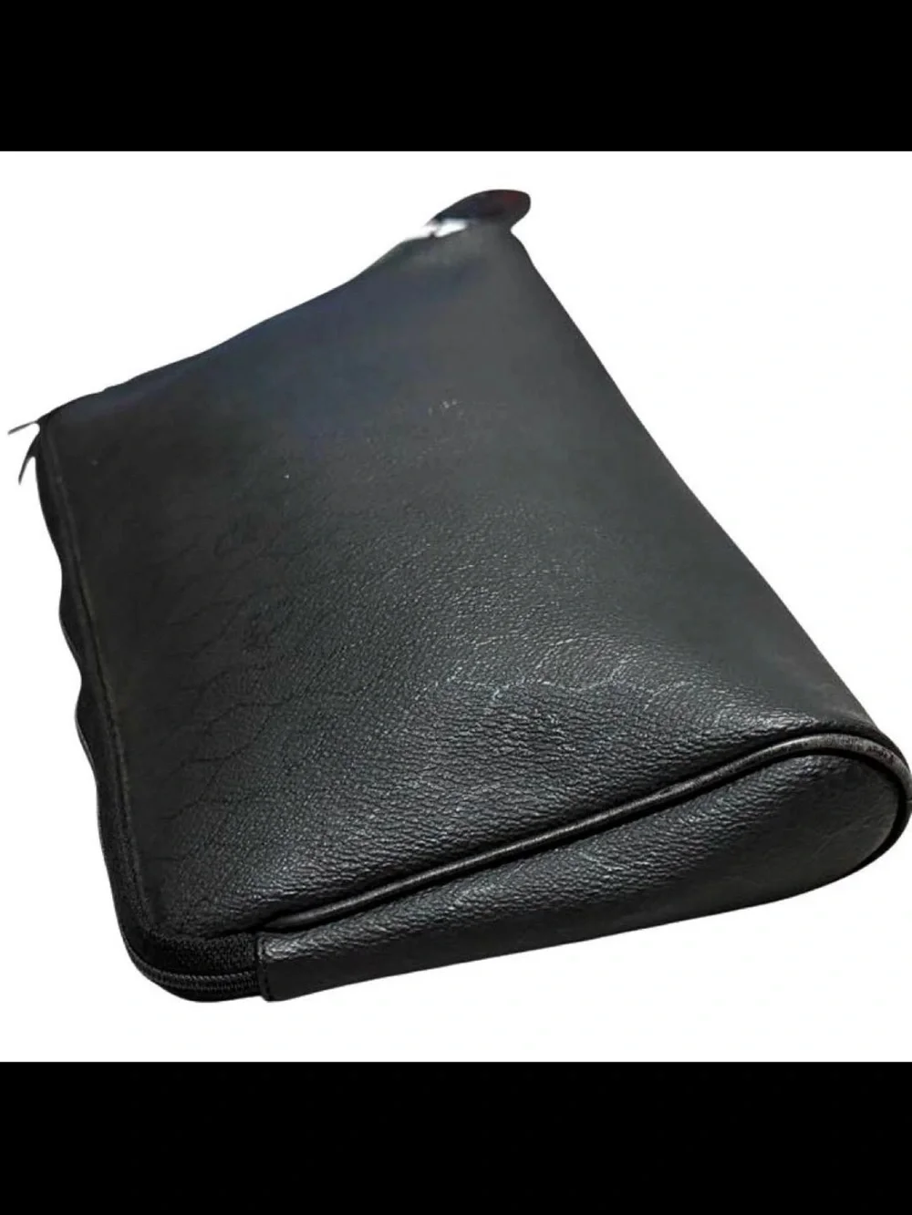 Dior Black Leather Cosmetic Pouch with Gold-Tone Logo
